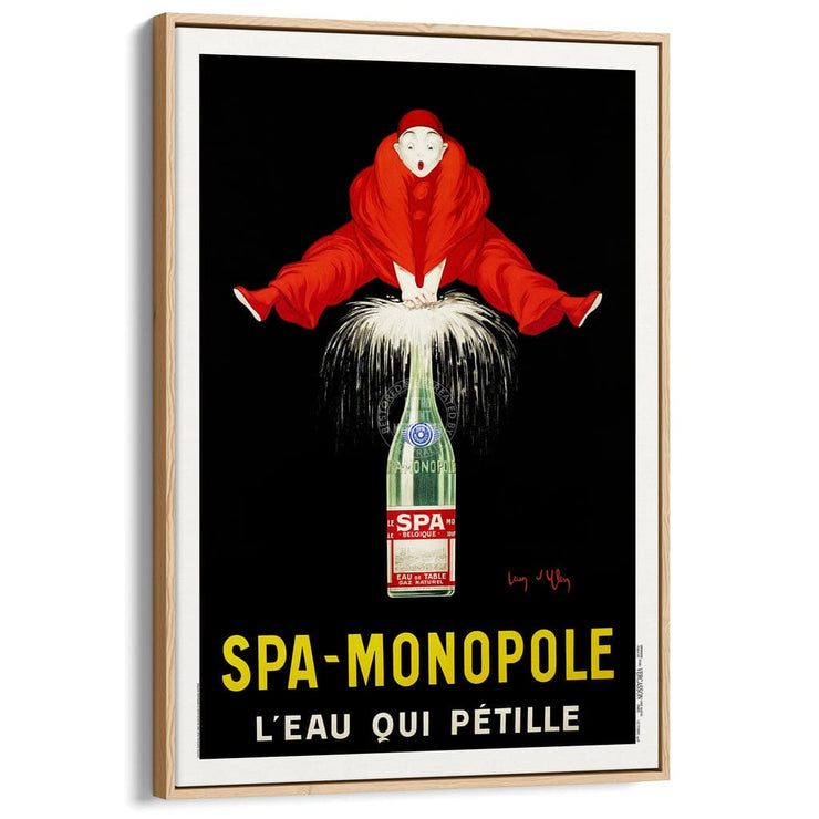Spa Monopole 1928 | France A3 297 X 420Mm 11.7 16.5 Inches / Canvas Floating Frame - Natural Oak