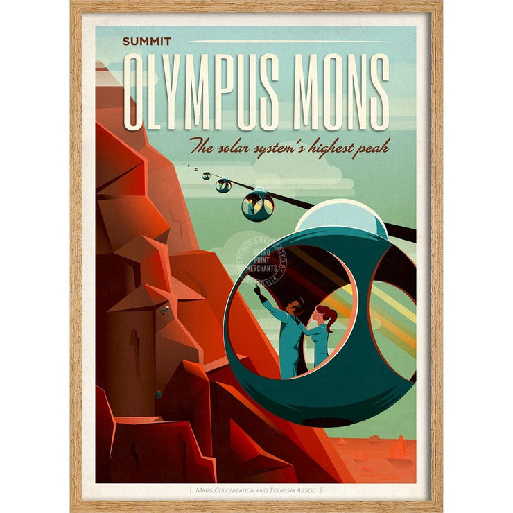 Spacex Mars Olympus Mons | Usa 422Mm X 295Mm 16.6 11.6 A3 / Natural Oak Print Art