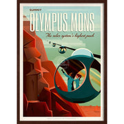 Spacex Mars Olympus Mons | Usa 422Mm X 295Mm 16.6 11.6 A3 / Dark Oak Print Art
