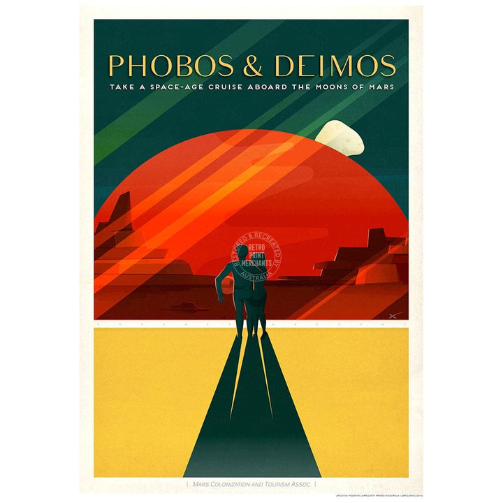 Spacex Mars Phobos & Deimos | Usa 422Mm X 295Mm 16.6 11.6 A3 / Unframed Print Art
