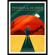 Spacex Mars Phobos & Deimos | Usa 422Mm X 295Mm 16.6 11.6 A3 / Black Print Art