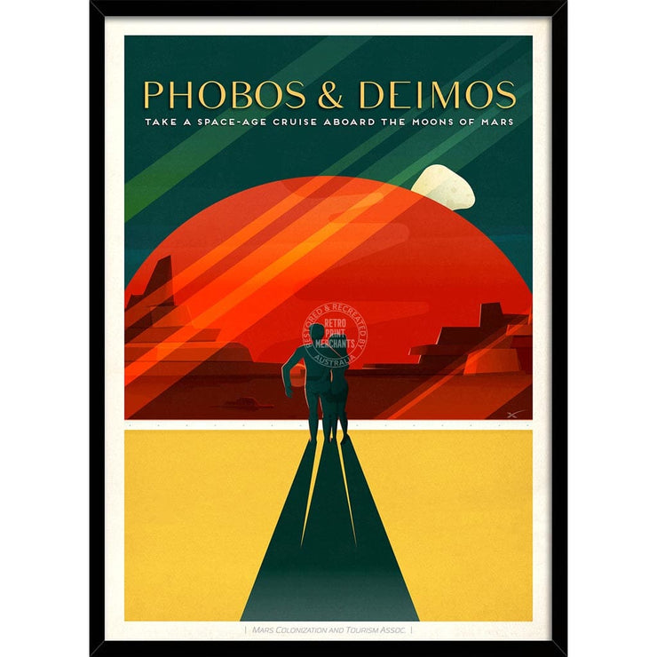Spacex Mars Phobos & Deimos | Usa 422Mm X 295Mm 16.6 11.6 A3 / Black Print Art