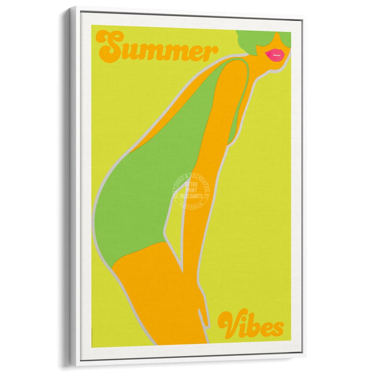 Summer Vibes | Australia A3 297 X 420Mm 11.7 16.5 Inches / Canvas Floating Frame - White Timber