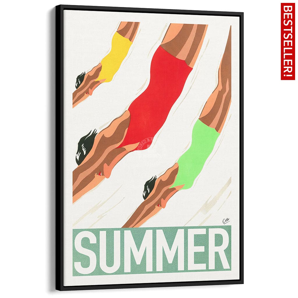 Summer | Worldwide A4 210 X 297Mm 8.3 11.7 Inches / Canvas Floating Frame: Black Timber Print Art