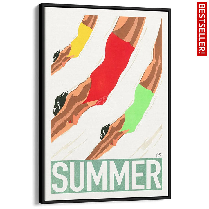 Summer | Worldwide A4 210 X 297Mm 8.3 11.7 Inches / Canvas Floating Frame: Black Timber Print Art