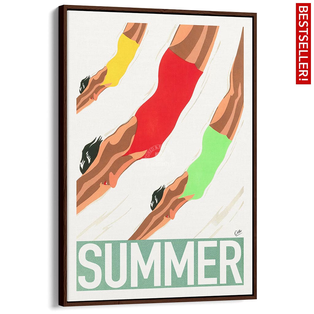 Summer | Worldwide A4 210 X 297Mm 8.3 11.7 Inches / Canvas Floating Frame: Chocolate Oak Timber