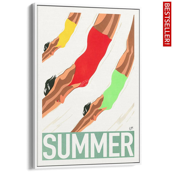 Summer | Worldwide A4 210 X 297Mm 8.3 11.7 Inches / Canvas Floating Frame: White Timber Print Art