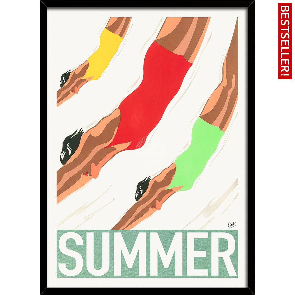 Summer | Worldwide A4 210 X 297Mm 8.3 11.7 Inches / Framed Print: Black Timber Print Art