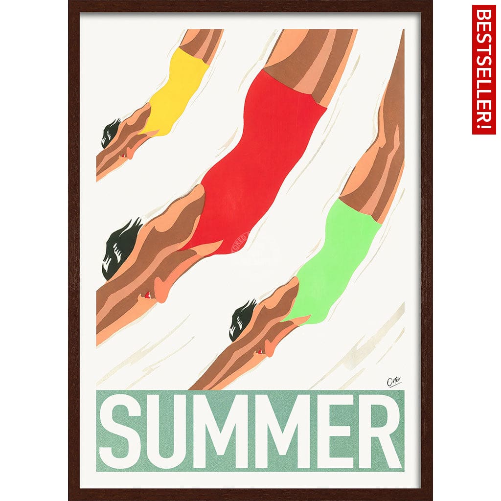 Summer | Worldwide A4 210 X 297Mm 8.3 11.7 Inches / Framed Print: Chocolate Oak Timber Print Art
