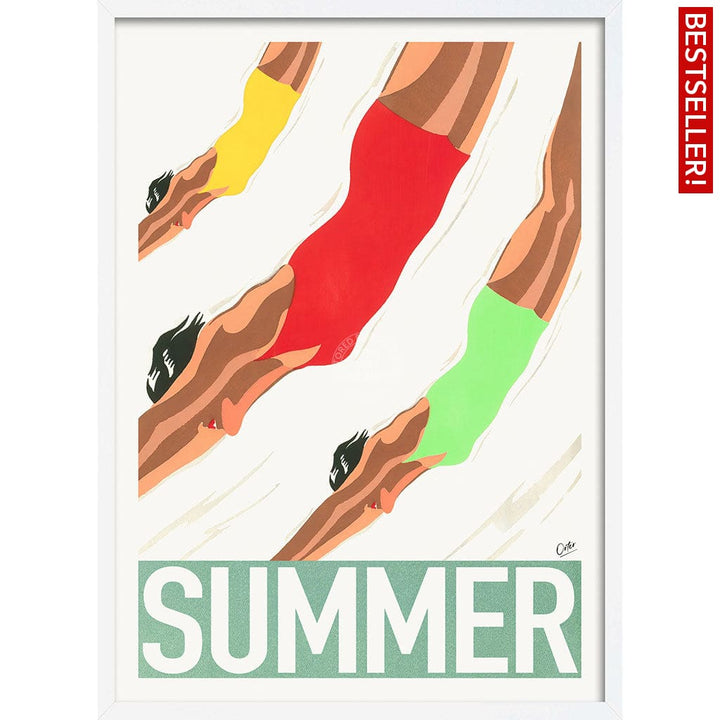 Summer | Worldwide A4 210 X 297Mm 8.3 11.7 Inches / Framed Print: White Timber Print Art