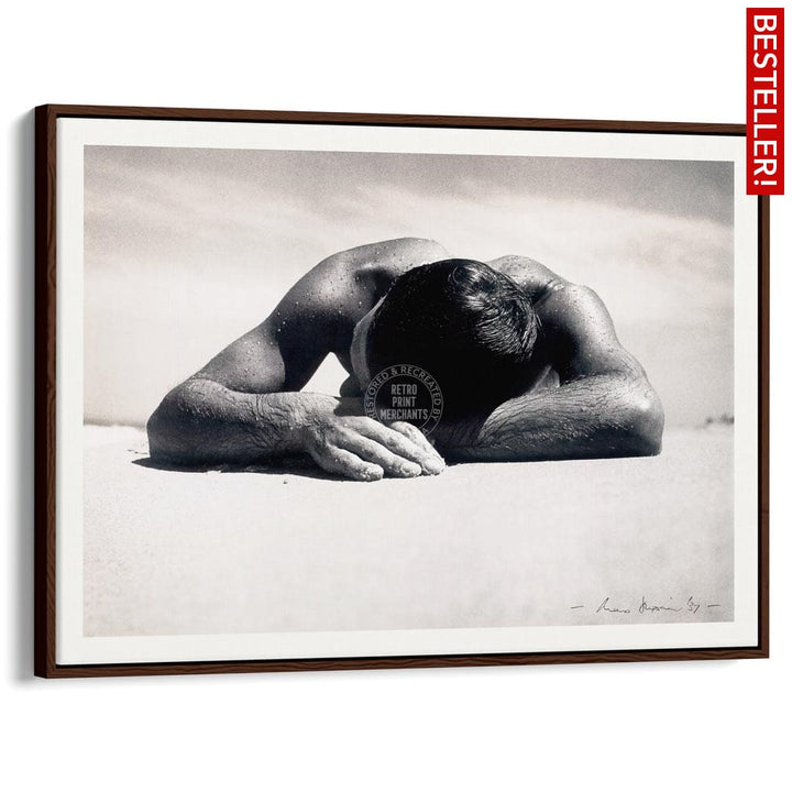 Sunbaker 1937 | Australia A3 297 X 420Mm 11.7 16.5 Inches / Canvas Floating Frame - Dark Oak Timber