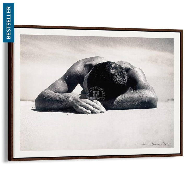 Sunbaker 1937 | Australia A3 297 X 420Mm 11.7 16.5 Inches / Canvas Floating Frame - Dark Oak Timber