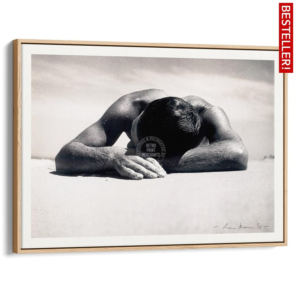 Sunbaker 1937 | Australia A3 297 X 420Mm 11.7 16.5 Inches / Canvas Floating Frame - Natural Oak