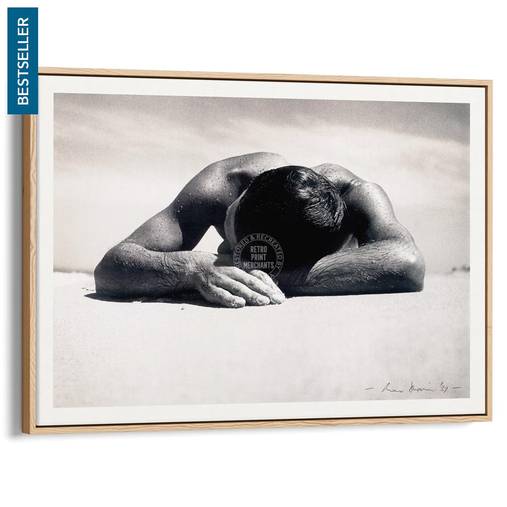 Sunbaker 1937 | Australia A3 297 X 420Mm 11.7 16.5 Inches / Canvas Floating Frame - Natural Oak