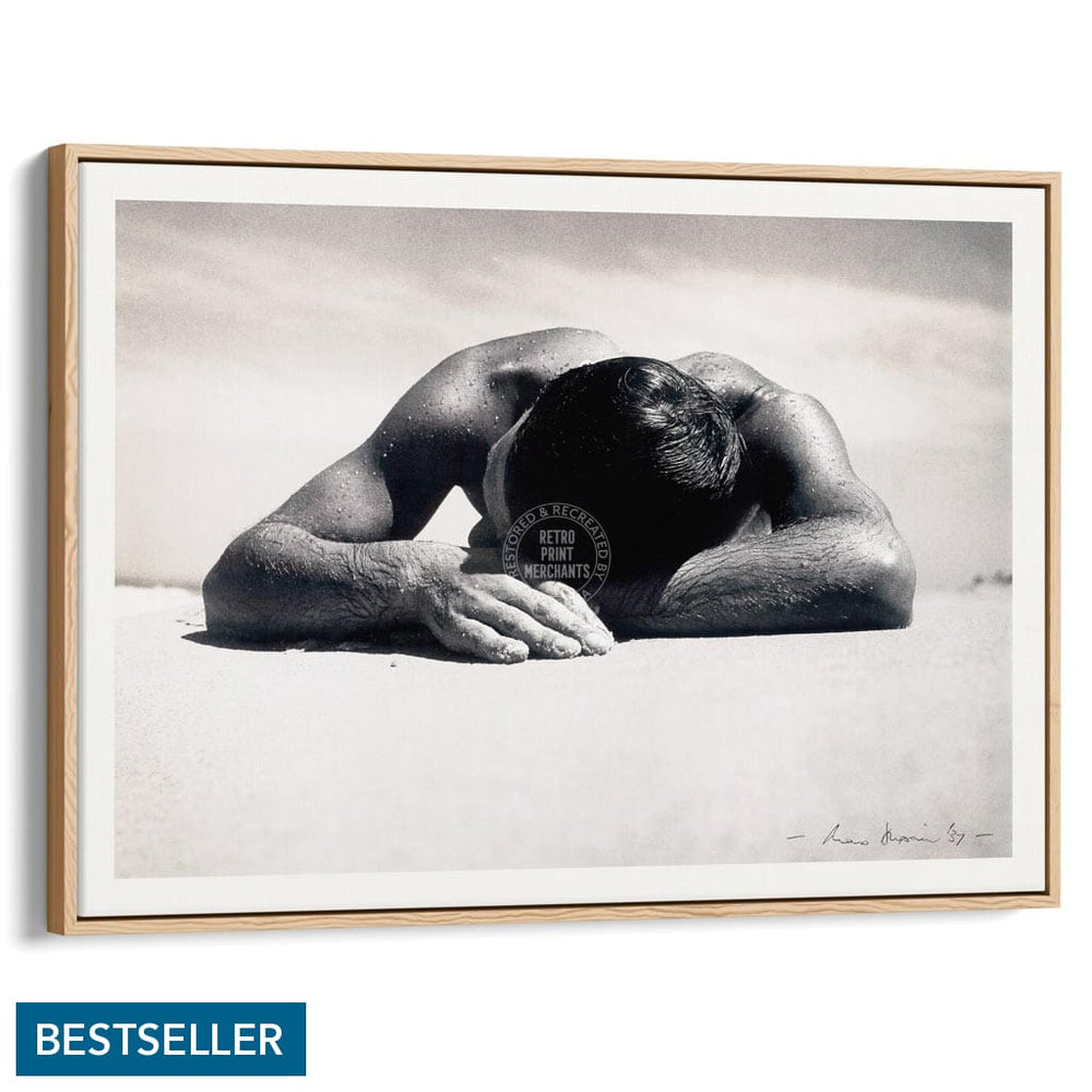 Sunbaker 1937 | Australia A3 297 X 420Mm 11.7 16.5 Inches / Canvas Floating Frame - Natural Oak