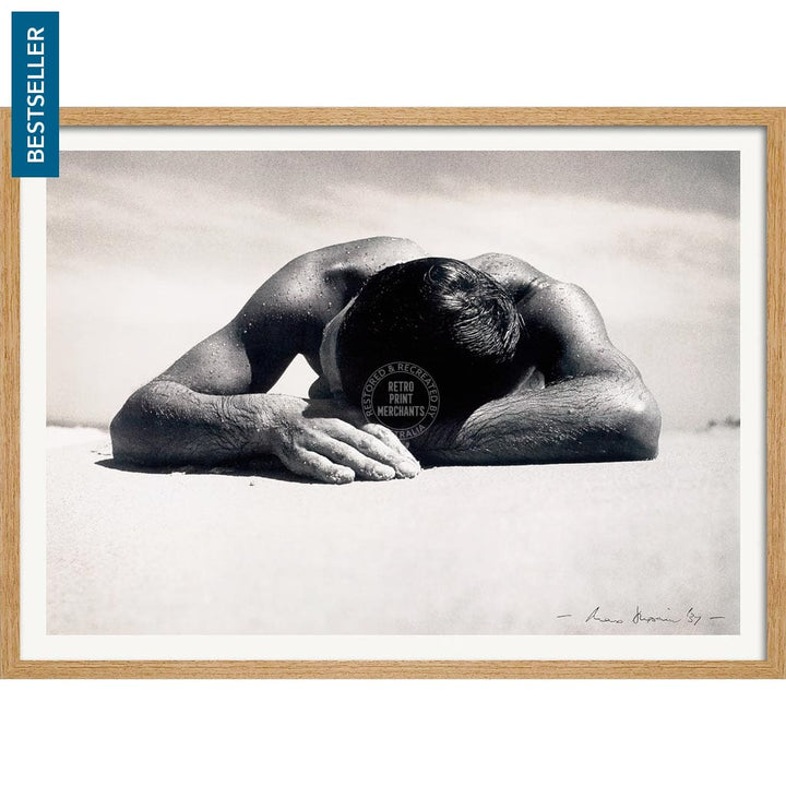 Sunbaker 1937 | Australia A3 297 X 420Mm 11.7 16.5 Inches / Framed Print - Natural Oak Timber Art