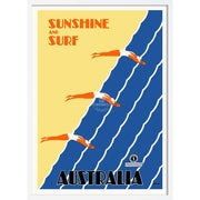 Sunshine And Surf 3 Divers | Australia 422Mm X 295Mm 16.6 11.6 A3 / White Print Art