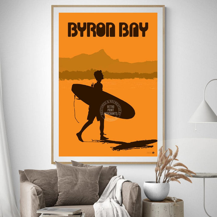 Surf Byron Bay With Mount Warning | Australia Print Art