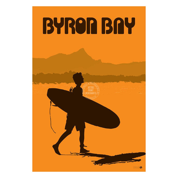 Surf Byron Bay With Mount Warning | Australia Print Art