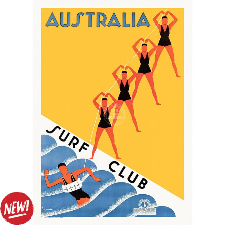 Surf Club 1936 | Australia A3 297 X 420Mm 11.7 16.5 Inches / Unframed Print Art