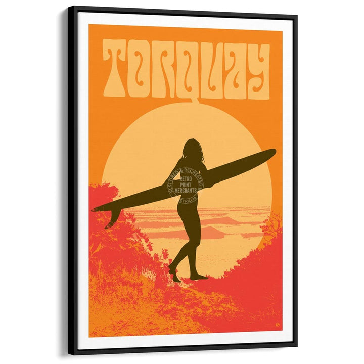 Surf Torquay | Australia A3 297 X 420Mm 11.7 16.5 Inches / Canvas Floating Frame - Black Timber