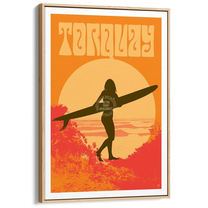Surf Torquay | Australia A3 297 X 420Mm 11.7 16.5 Inches / Canvas Floating Frame - Natural Oak