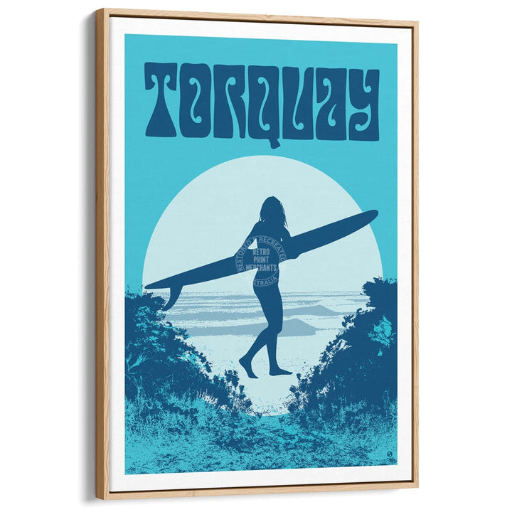 Surf Torquay | Australia A3 297 X 420Mm 11.7 16.5 Inches / Canvas Floating Frame - Natural Oak