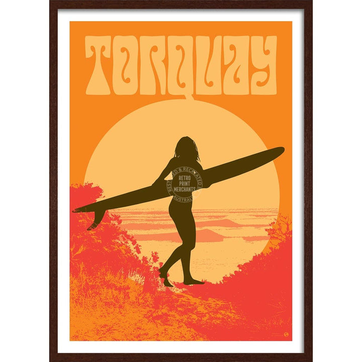 Surf Torquay | Australia A3 297 X 420Mm 11.7 16.5 Inches / Framed Print - Dark Oak Timber Art