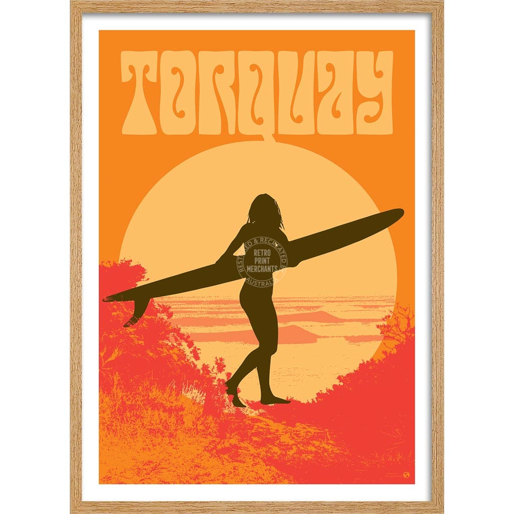 Surf Torquay | Australia A3 297 X 420Mm 11.7 16.5 Inches / Framed Print - Natural Oak Timber Art