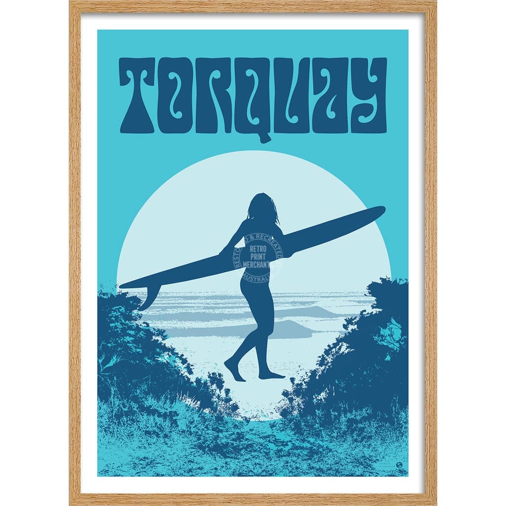 Surf Torquay | Australia A3 297 X 420Mm 11.7 16.5 Inches / Framed Print - Natural Oak Timber Art