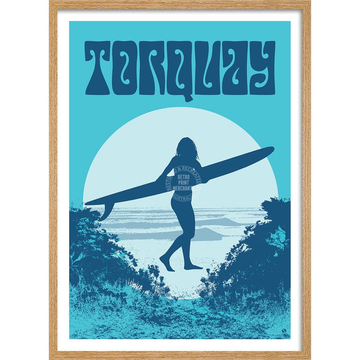 Surf Torquay | Australia A3 297 X 420Mm 11.7 16.5 Inches / Framed Print - Natural Oak Timber Art