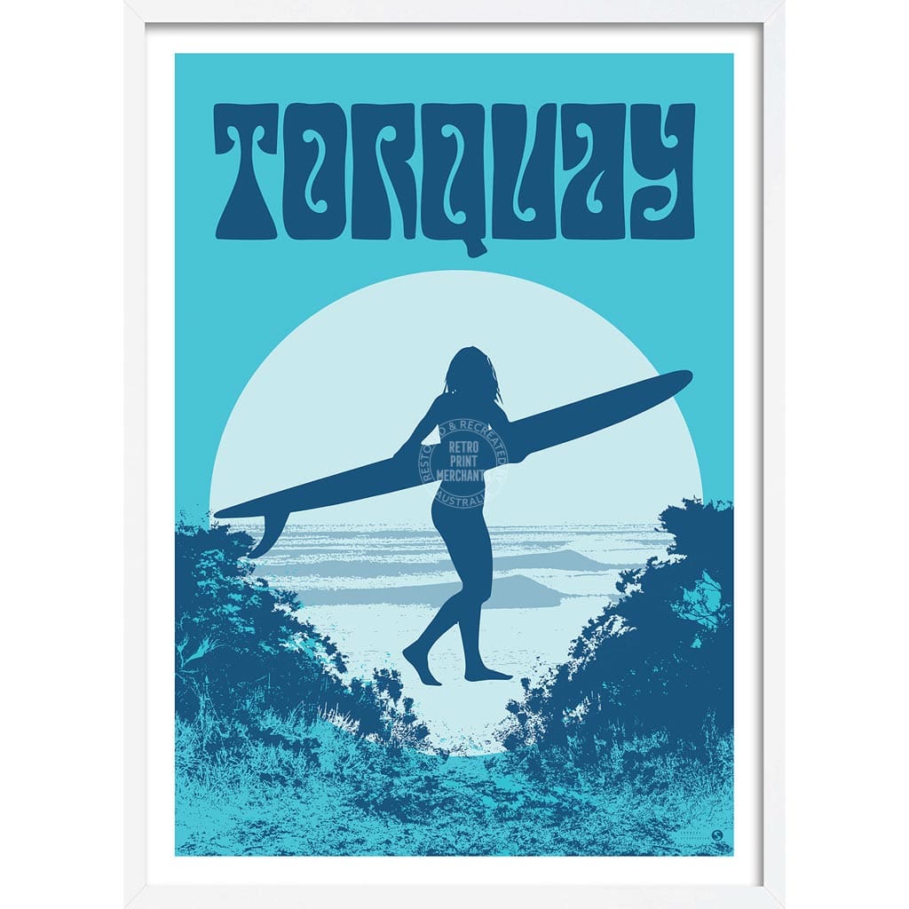 Surf Torquay | Australia A3 297 X 420Mm 11.7 16.5 Inches / Framed Print - White Timber Art