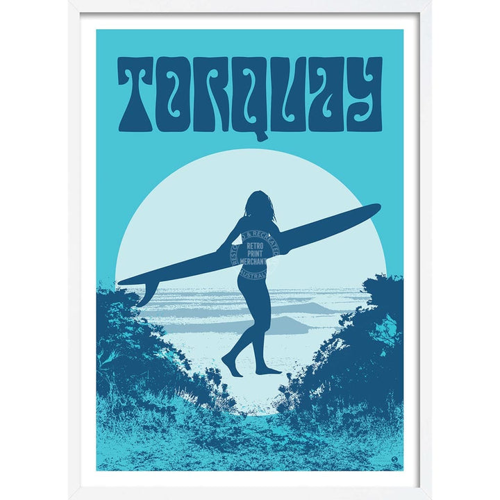 Surf Torquay | Australia A3 297 X 420Mm 11.7 16.5 Inches / Framed Print - White Timber Art