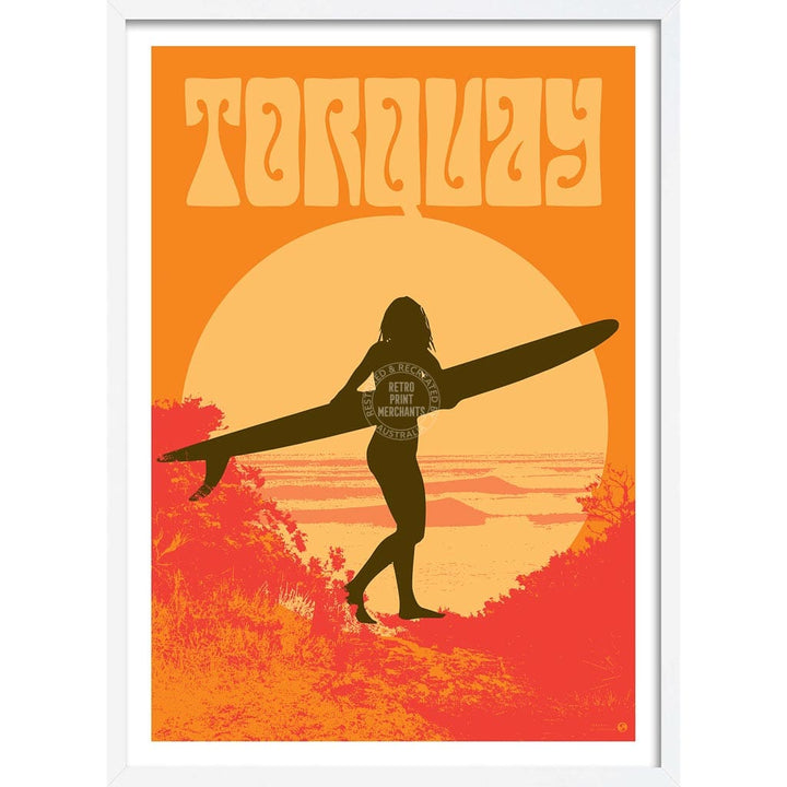 Surf Torquay | Australia A3 297 X 420Mm 11.7 16.5 Inches / Framed Print - White Timber Art