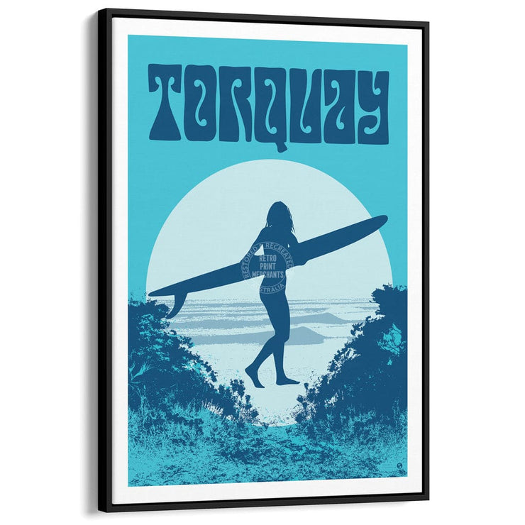 Surf Torquay | Australia A3 297 X 420Mm 11.7 16.5 Inches / Canvas Floating Frame - Black Timber