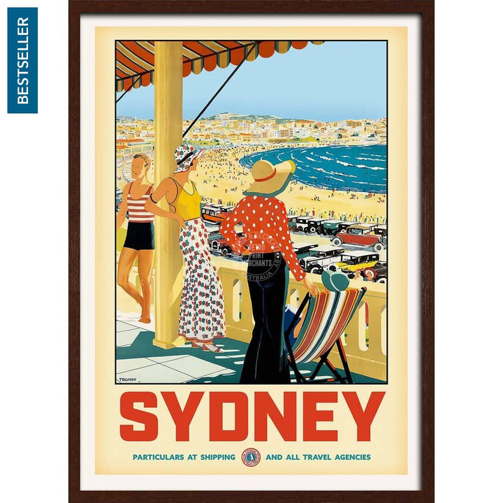 Sydney Bondi Beach | Australia 422Mm X 295Mm 16.6 11.6 A3 / Dark Oak Print Art