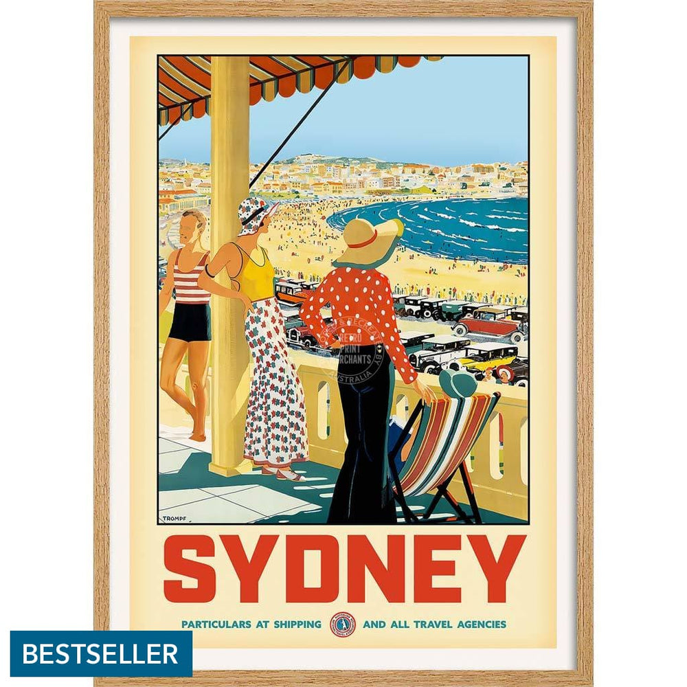 Sydney Bondi Beach | Australia 422Mm X 295Mm 16.6 11.6 A3 / Natural Oak Print Art