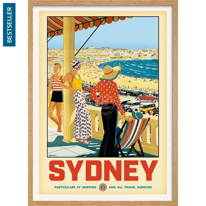 Sydney Bondi Beach | Australia 422Mm X 295Mm 16.6 11.6 A3 / Natural Oak Print Art