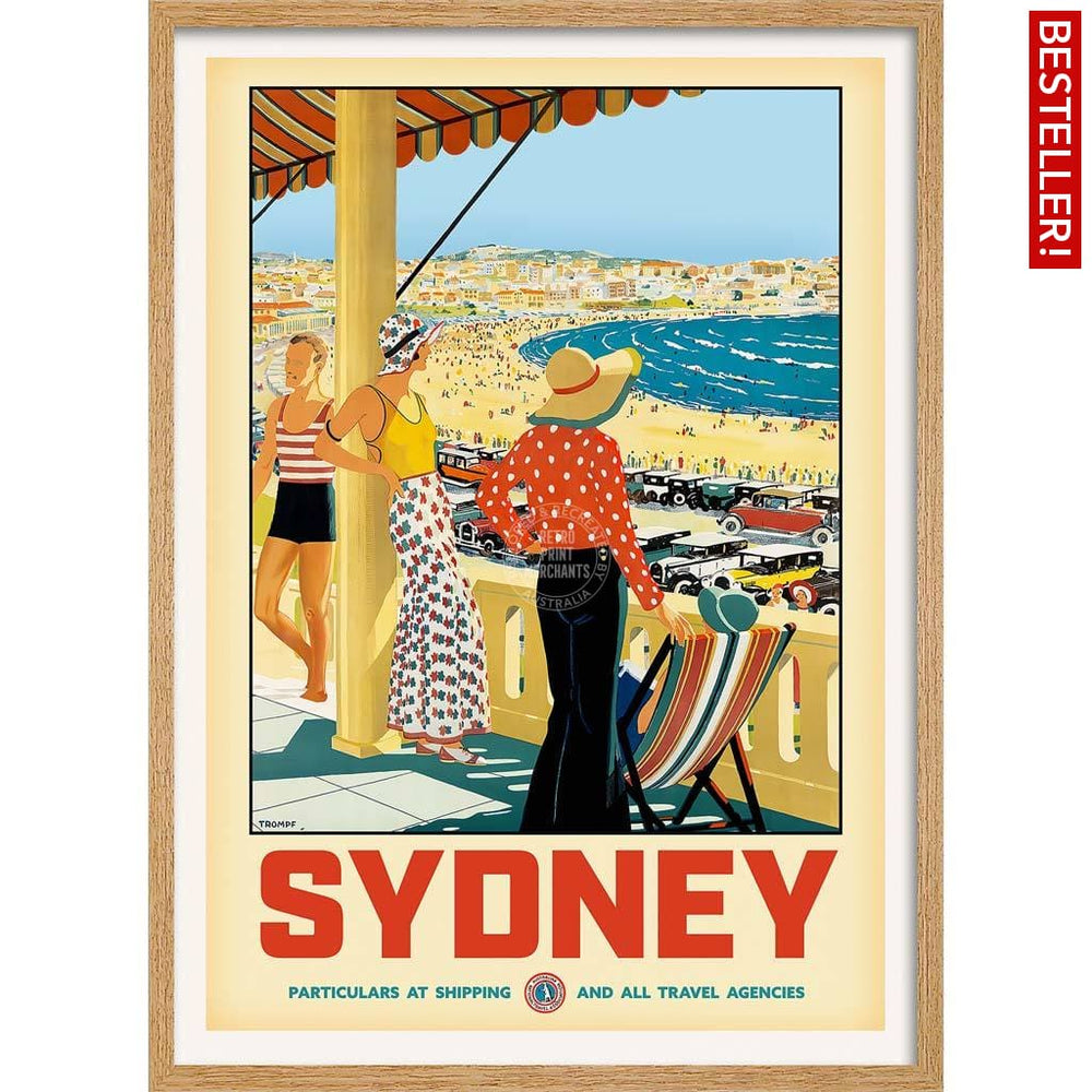 Sydney Bondi Beach | Australia 422Mm X 295Mm 16.6 11.6 A3 / Natural Oak Print Art