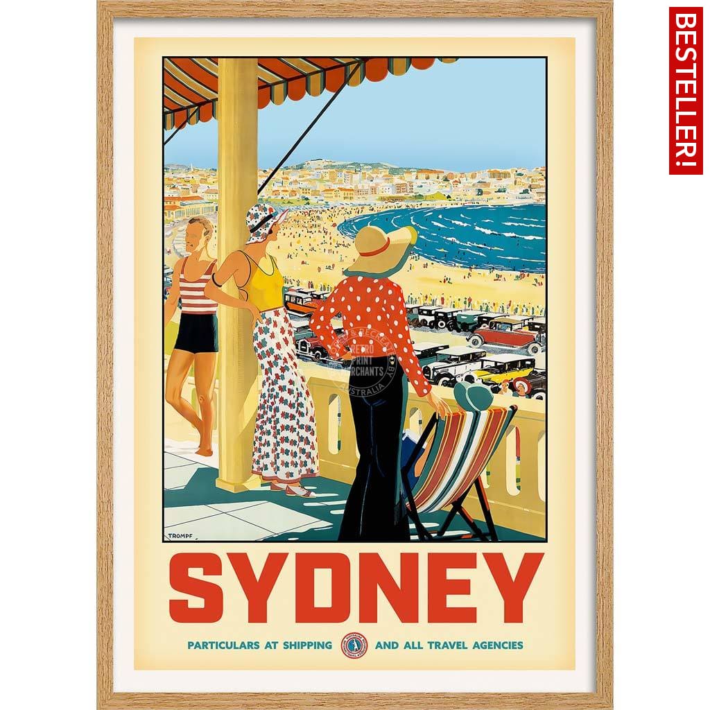 Sydney Bondi Beach | Australia 422Mm X 295Mm 16.6 11.6 A3 / Natural Oak Print Art
