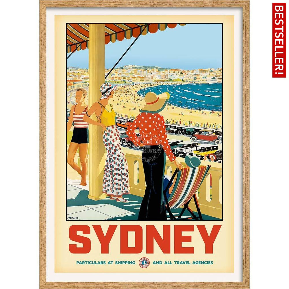 Sydney Bondi Beach | Australia 422Mm X 295Mm 16.6 11.6 A3 / Natural Oak Print Art