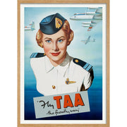 Taa Airline | Australia 422Mm X 295Mm 16.6 11.6 A3 / Natural Oak Print Art