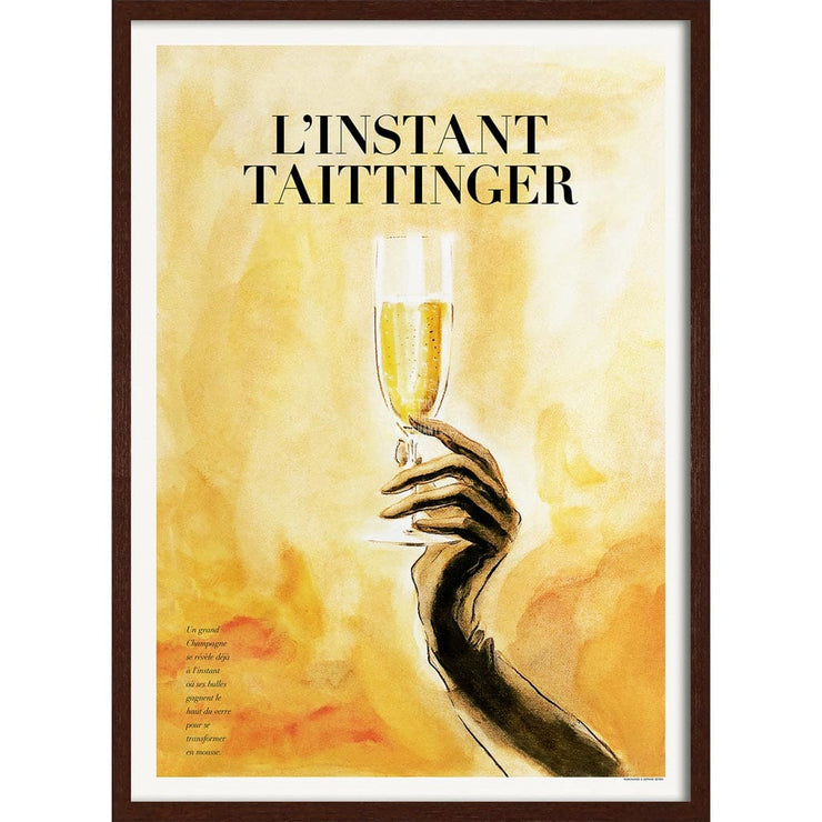 Taittinger Bubbles | France 422Mm X 295Mm 16.6 11.6 A3 / Dark Oak Print Art
