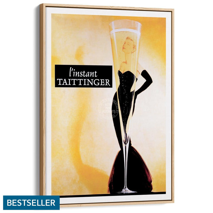 Taittinger Champagne | France A3 297 X 420Mm 11.7 16.5 Inches / Canvas Floating Frame - Natural Oak