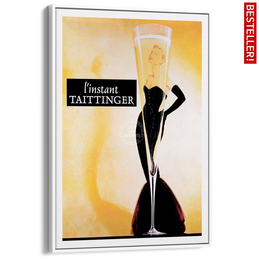 Taittinger Champagne | France A3 297 X 420Mm 11.7 16.5 Inches / Canvas Floating Frame - White Timber