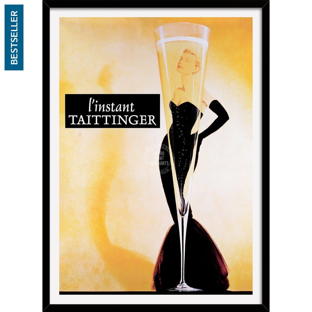 Taittinger Champagne | France A3 297 X 420Mm 11.7 16.5 Inches / Framed Print - Black Timber Art