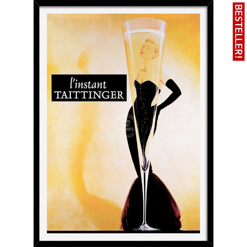 Taittinger Champagne | France A3 297 X 420Mm 11.7 16.5 Inches / Framed Print - Black Timber Art