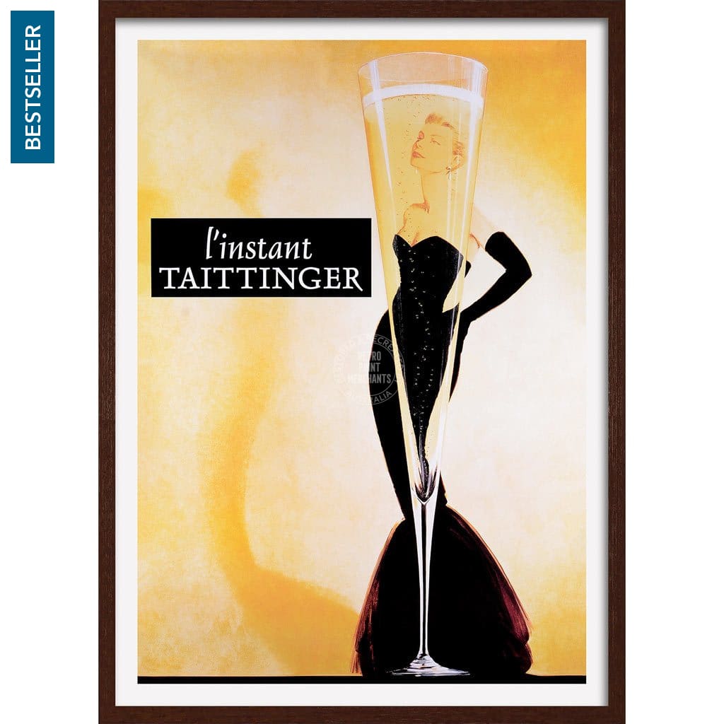 Taittinger Champagne | France A3 297 X 420Mm 11.7 16.5 Inches / Framed Print - Dark Oak Timber Art