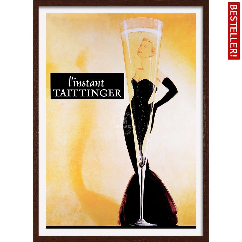 Taittinger Champagne | France A3 297 X 420Mm 11.7 16.5 Inches / Framed Print - Dark Oak Timber Art