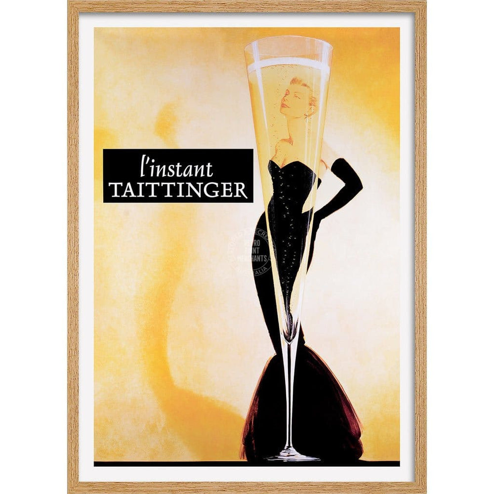 Taittinger Champagne | France A3 297 X 420Mm 11.7 16.5 Inches / Framed Print - Natural Oak Timber